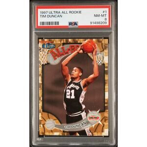 1997 Fleer Ultra All Rookie #1AR Tim Duncan RC PSA 8 San Antonio Spurs